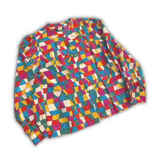 VTG 80?s 90s? Gianna Women's Colorblock Blouse Button Front Polyester Sz 10 READ